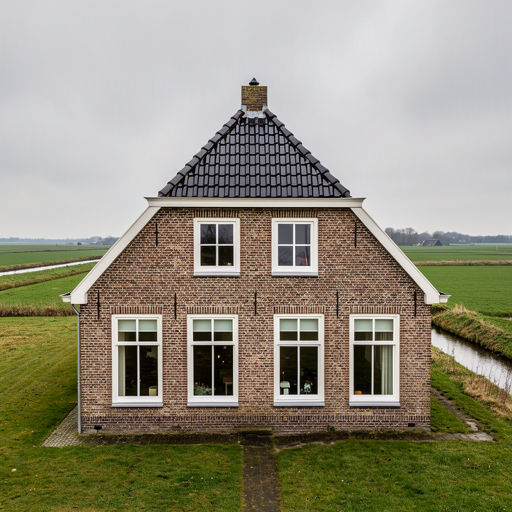 Traditioneel huis in Egmond aan Zee met nieuwe witte kunststof kozijnen vlakbij de duinen