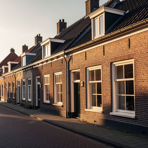 Rijtjeshuizen in Den Burg, Texel, voorzien van antraciete kunststof kozijnen