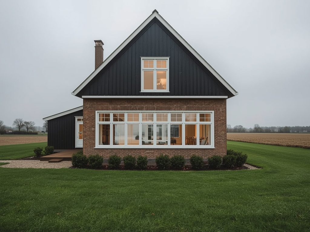 Vrijstaande Texelse woning met moderne witte kunststof kozijnen en uitzicht over het duinlandschap