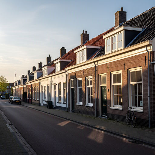 Rijtjeswoningen in Hollands Kroon met crèmewitte kunststof kozijnen