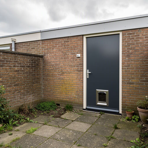 Monteur plaatst een kunststof achterdeur bij een woning in Schagen