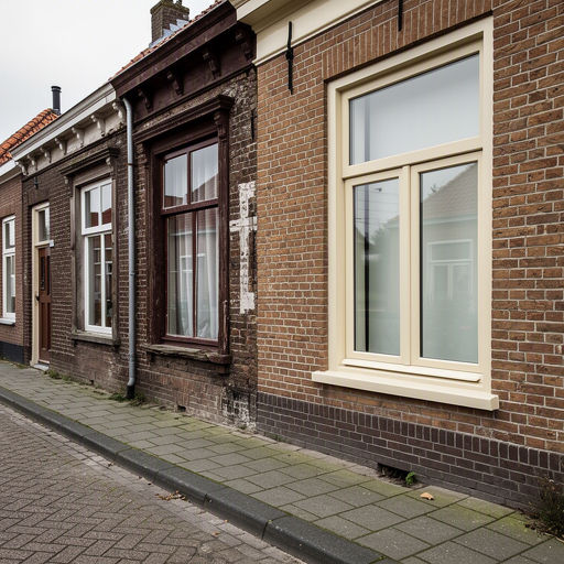 Wit kunststof kozijn met HR++ glas in een rijtjeshuis uit de jaren 60