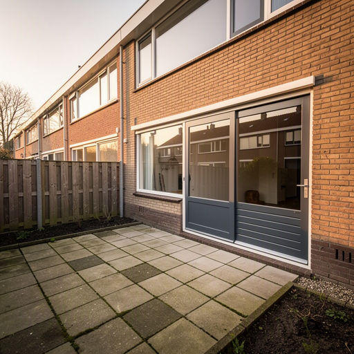 Monteur plaatst een kunststof schuifpui bij een woning in Schagen